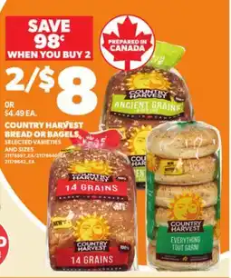 Loblaws COUNTRY HARVEST BREAD OR BAGELS offer