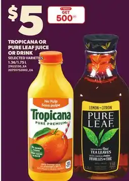 Loblaws TROPICANA OR PURE LEAF JUICE OR DRINK, 1.36/1.75L offer