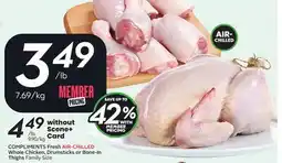 Sobeys Fresh AIR-CHILLED Whole Chicken, Drumsticks or Bone-In Thighs offer
