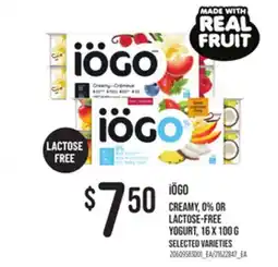 Loblaws IÖGO CREAMY, 0% OR LACTOSE-FREE YOGURT, 16 X 100G offer