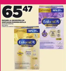 Loblaws ENFAMIL A+ NEUROPRO OR GENTLEASE POWDER REFILLS, 862/890 G offer