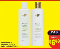 FreshCo Dove Shampoo or Conditioner 355 mL or Styles Products 142-198 g offer