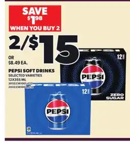 Loblaws PEPSI SOFT DRINKS, 12X355ML offer