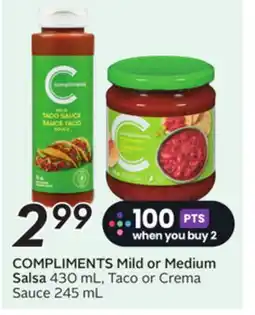Sobeys COMPLIMENTS Mild or Medium Salsa offer