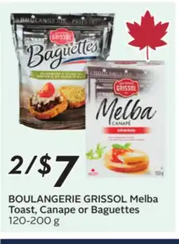 Sobeys BOULANGERIE GRISSOL Melba Toast, Canape or Baguettes offer