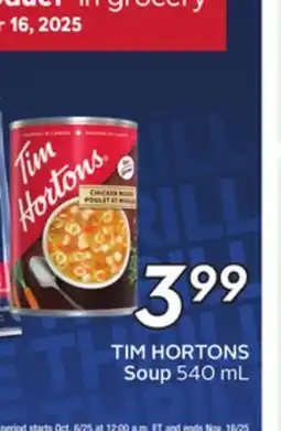 Sobeys TIM HORTONS Soup offer