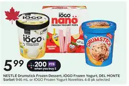 Sobeys NESTLÉ Drumstick Frozen Dessert, IÖGO Frozen Yogurt, DEL MONTE Sorbet offer