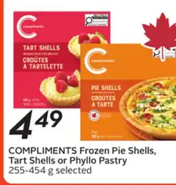 Sobeys COMPLIMENTS Frozen Pie Shells, Tart Shells or Phyllo Pastry offer