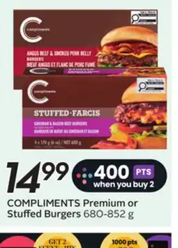 Sobeys COMPLIMENTS Premium or Stuffed Burgers offer
