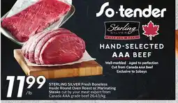 Sobeys STERLING SILVER Fresh Boneless Inside Round Oven Roast or Marinating Steaks offer