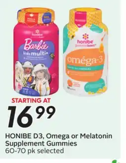 Sobeys HONIBE D3, Omega or Melatonin Supplement Gummies offer