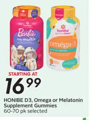 Sobeys HONIBE D3, Omega or Melatonin Supplement Gummies offer