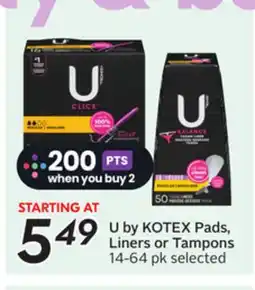 Sobeys U by KOTEX Pads, Liners or Tampons offer