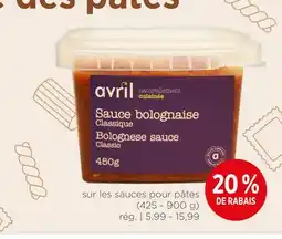 Avril Sauces pour pâtes offer
