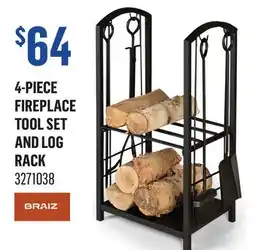 Canac 4-Piece Fireplace Tool Set and Log Rack offer