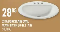 Canac Zita Porcelain Oval Wash Basin 20in X 17in offer