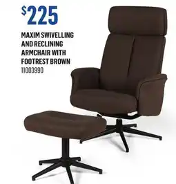 Canac Maxim Swivelling and reclining Armchair with Footrest Brown offer