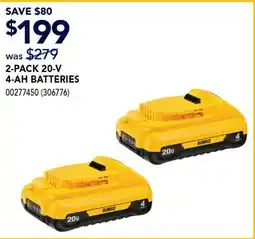 RONA DEWALT 2-PACK 20-V 4-AH BATTERIES offer