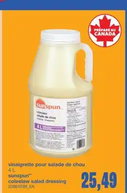 Wholesale Club VINAIGRETTE POUR SALADE DE CHOU SUNSPUN, 4 L offer