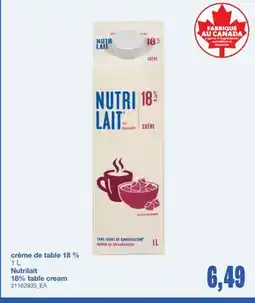 Wholesale Club CRÈME DE TABLE 18 % NUTRILAIT, 1 L offer