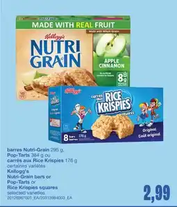 Wholesale Club BARRES NUTRI-GRAIN, 295 G, POP-TARTS, 384 G OU CARRÉS AUX RICE KRISPIES, 176 G offer