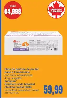 Wholesale Club FILETS DE POITRINE DE POULET PANÉ À L'AMÉRICAINE NON CUITS, ASSAISONNÉS 4 KG offer