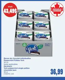 Wholesale Club BARRES DE CHOCOLAT INDIVIDUELLES PEPPERMINT PATTIES YORK, 36 UN offer