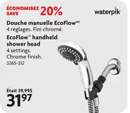 Home Hardware EcoFlow handheld shower head 4 settings offer