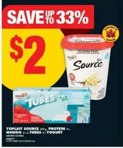 No Frills Yoplait Source, Minigo, Tubes Yogurt offer