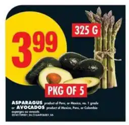 No Frills ASPARAGUS or AVOCADOS offer
