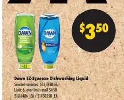 No Frills Dawn EZ-Squeeze Dishwashing Liquid offer