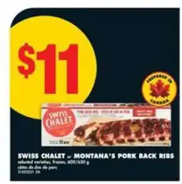 No Frills SWISS CHALET or MONTANA'S Pork Back Ribs offer