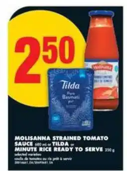 No Frills Molisanna Strained Tomato Sauce or Tilda Minute Rice Ready to Serve offer