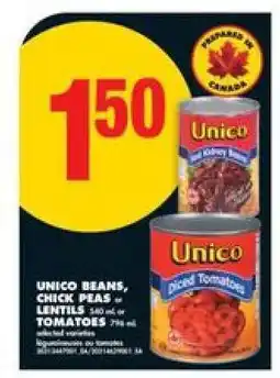 No Frills Unico Beans, Chick Peas or Lentils offer