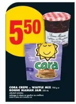 No Frills CORA CREPE or WAFFLE MIX, BONNE MAMAN JAM offer