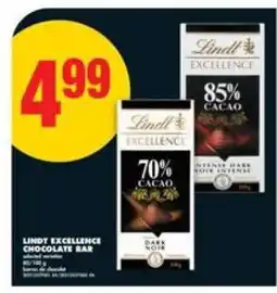 No Frills LINDT EXCELLENCE CHOCOLATE BAR offer