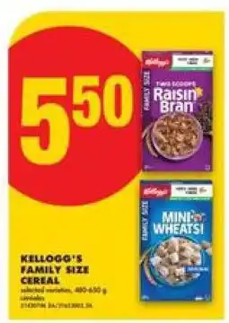 No Frills KELLOGG’S FAMILY SIZE CEREAL offer