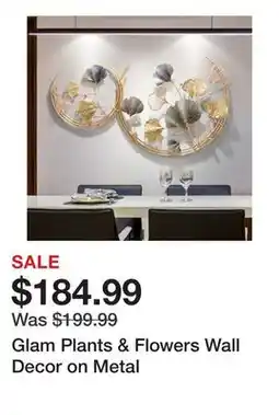 Wayfair Glam Plants & Flowers Wall Decor on Metal offer