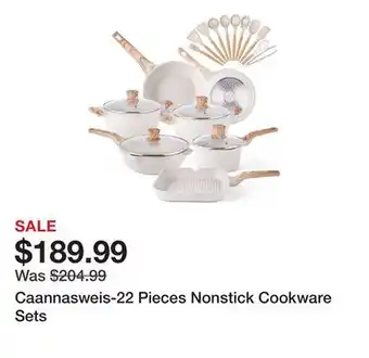 Wayfair Caannasweis-22 Pieces Nonstick Cookware Sets offer