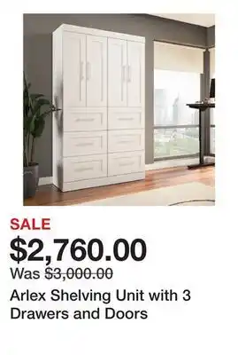 Wayfair Arlex Shelving Unit with 3 Drawers and Doors offer