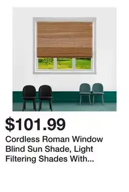Wayfair Cordless Roman Window Blind Sun Shade, Light Filtering Shades With 7-Inch Valance - Natural Woven offer