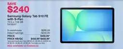 Costco Samsung Galaxy Tab S10 FE with S-Pen offer