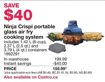Costco Ninja Crispi portable glass air fry cooking system offer