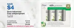 Costco Dove Advanced Care antiperspirant offer