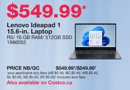 Costco Lenovo Ideapad 1 15.6-in. Laptop offer