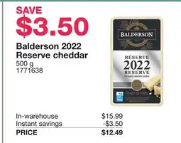 Costco Balderson 2022 Reserve cheddar offer