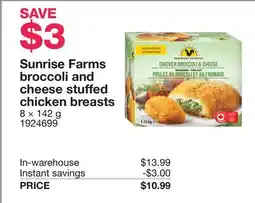 Costco Sunrise Farms broccoli and cheese stuffed chicken breasts offer