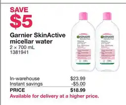 Costco Garnier SkinActive micellar water offer