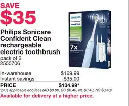 Costco Philips Sonicare Confident Clean rechargeable electric toothbrush offer