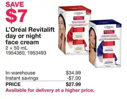 Costco L' Oréal Revitalift day or night face cream offer